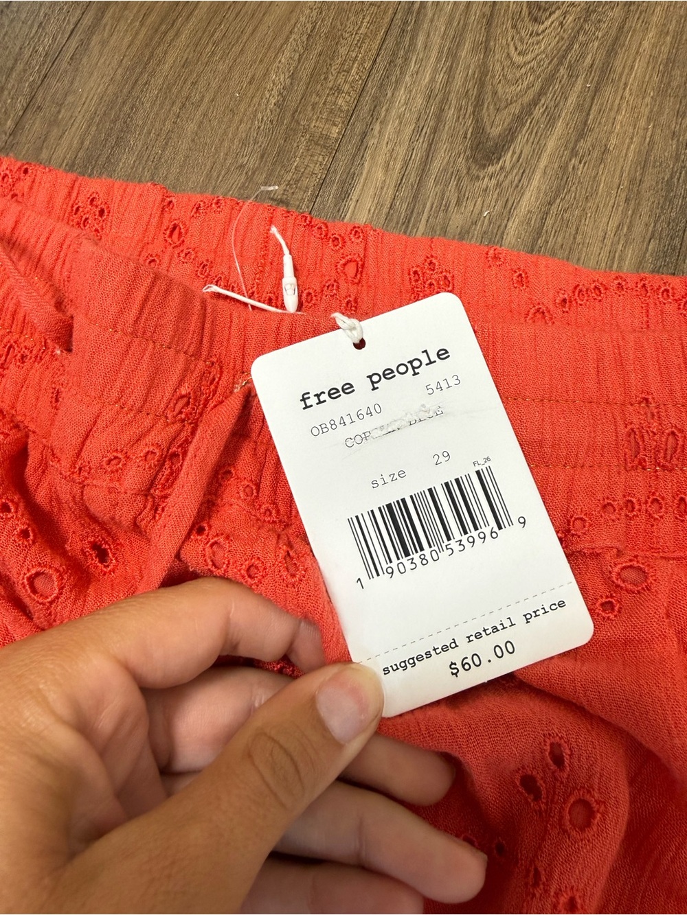 Free People Bright Red Eyelet Ruffle Shorts - Picture 3 of 6